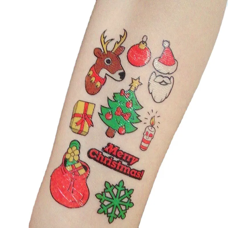 Wholesale body temporary tattoo sticker skin glow in the dark Christmas body tattoo