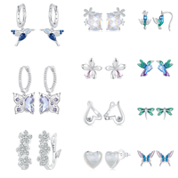 925 bijoux en argent Sterling boucle d'oreille bijoux fins en gros faisant fleur papillon oiseau amour goujon pour femme boucles d'oreilles