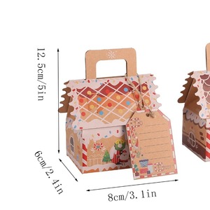 Christmas Gingerbread House <b>Treat</b> <b>Boxes</b> with Handle and Tags Holiday Party Favor Candy Cookie Gift <b>Boxes</b> - Product Image 6