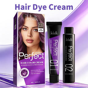 Jelsilk Crema Colorante Professionale per Capelli alla Cheratina <span class=keywords><strong>Senza</strong></span> <span class=keywords><strong>Ammoniaca</strong></span>, Tinta Permanente Delicata alle Erbe 200ml, Lisciante Idratante per Capelli Grigi - Product Image 2