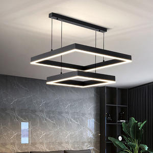 D23.6in Aluminium Doppel ringe Quadratische LED Kronleuchter Modernes Design Living Dining Schlafzimmer Pendel leuchte Restaurant Einfaches Licht - Product Image 3