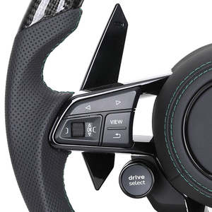 Volant en cuir semi-perforé et fibre de carbone avec LED pour <span class=keywords><strong>Audi</strong></span> A3 A4 A5 A6 C6 C7 C8 B8 B9 RS3 RS5 RS7 S3 S4 S5 Q3 Q5 Q8 - Product Image 4