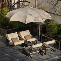 Parasol commercial moderne en tissu imperméable, couleur personnalisée, pour hôtel, jardin, piscine, parc, salle de sport, 3m, noir et blanc, mobilier