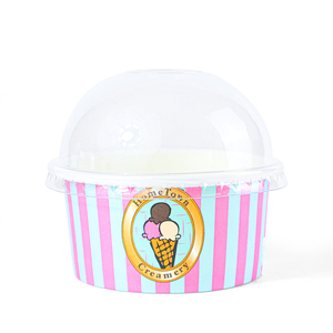 China mejor <span class=keywords><strong>precio</strong></span> personalizado desechable helado taza de papel yogur congelado con tapa de cúpula al por mayor - Product Image 1