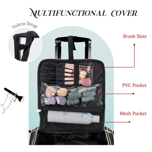 Rolling <b>Makeup</b> Train <b>Case</b> Professional <b>Makeup</b> <b>Case</b> Travel Cosmetic Organizer Make Up Trolley Storage Bag with 5 Toiletry Bags - Product Image 2