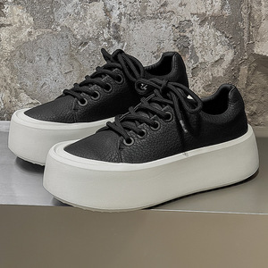 Zapatos Casuales de Cuero para Hombre, Color Blanco, de Alta Calidad, Estilo Italiano, Zapatillas Negras Simples, Transpirables, de Lujo - Product Image 2