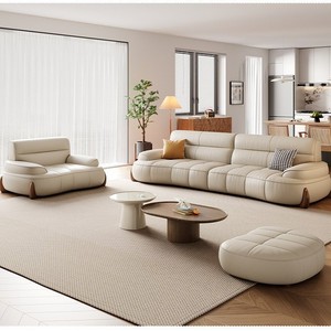 Set di Divani Convertibili in Pelle Curva con Struttura in Legno e Imbottitura in Spugna, Design Moderno, Disponibile in Varie Dimensioni e Colori, per Appartamenti e <span class=keywords><strong>Hotel</strong></span> - Product Image 4