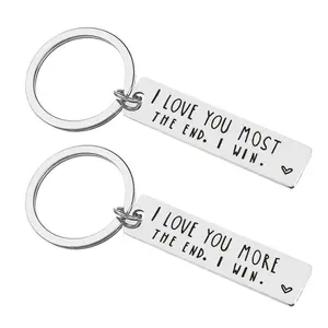 I Love You More The End I Win Keychain Stainless Steel Keyring I Love You Most for Sweetheart