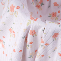 Tissu côtelé imprimé intégral en bambou et élasthanne pour pyjamas, vêtements de nuit, vêtements pour bébés et enfants – Matière première pour usines