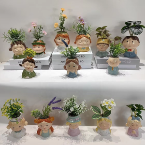 Maceta pequeña de cerámica de dibujos animados pintada a mano para interiores Mini jardineras <span class=keywords><strong>Cactus</strong></span> Container Set - Product Image 2