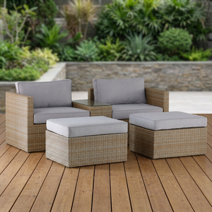 Modern Design 5-Piece Outdoor Gym Sofa Set with Side <b>Table</b> and Rattan- Chairs - Product Image 3