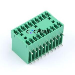 MX15EDGRH-3.81-2*10P-GN01-Cu-A Plug-in Terminal Block Bent Lead Through Hole,P=3.81mm Board-to-Board / Socket - Closed 2x10P - Product Image 1
