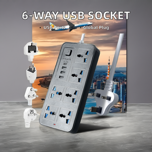 3M Home Office Power Strip 6WAY 3 USB Ports Electric <strong>Socket</strong> Copper IP44 Level 10A/16A ABS Material US AU <strong>Plug</strong> <strong>Extension</strong> <strong>Socket</strong> - Product Image 2