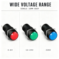 Lampe de signalisation LED 16 mm avec filetage M16, 220 V, pour groupe électrogène et tableau de commande de transformateur