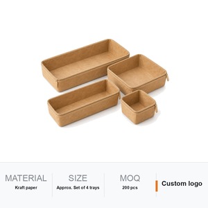 <b>Drawer</b> Organizer <b>Tray</b> Set of 4 Nesting Kraft Paper Desk <b>Trays</b> Custom Logo Screen Printed Office Gift Bulk - Product Image 6
