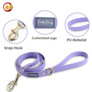 Collar de cuero para perro vegano Pu con cuentas moradas y logotipo de etiqueta personalizada con juego de correa - Product Image 2