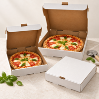 Boîte à pizza personnalisée en kraft avec couvercle à charnière et panneau de marquage frontal pour l'emballage de livraison de restaurants
