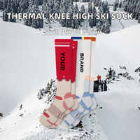 Chaussettes de ski chaudes d'hiver pour jeunes, à compression, hauteur genou, tricotées, avec logo personnalisé, mélange de coton, tube long, thermiques