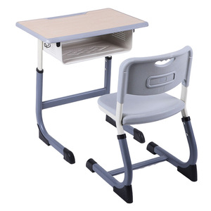 Bureaux et chaises d'école ergonomiques modernes pour enfants avec tiroirs, hauteur réglable, structure en acier, design écologique - Product Image 5