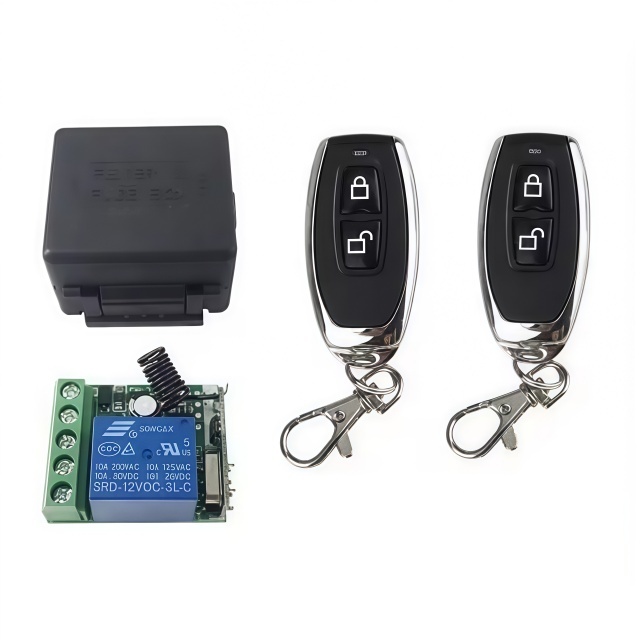 433Mhz Wireless Remote Control Switch 1CH Relay Receiver Module + 2 Transmitters High-Current Load for Home Automation DC 12V