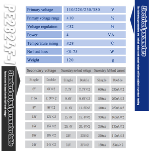 Transformador de Bajo Ruido con Aislamiento de Clase B Sellado con Epoxi YHDC PE2824F-I, Montaje en PCB, 4VA, 110/220/230/380V CA, Certificado UL94-V0 CE/RoHS - Product Image 5