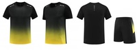Ensembles de sport personnalisé à manches courtes pour hommes, t-shirt et short, séchage rapide, fitness dégradé, 2 pièces, ensemble chemise et short pour hommes