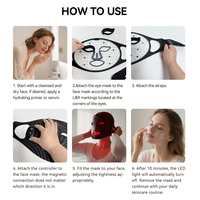 Masque facial LED infrarouge sans fil 510K à lumière rouge pour les yeux, le visage et les lèvres, à usage domestique, personnalisé avec marque privée