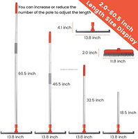 Qingle Brosse de nettoyage de carrelage de salle de bain et raclette à lame en caoutchouc avec poignée en aluminium à 4 sections