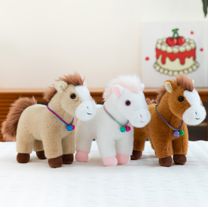 Mainan hewan boneka kuda ukuran kecil, mainan bayi mewah kuda putih - Product Image 3