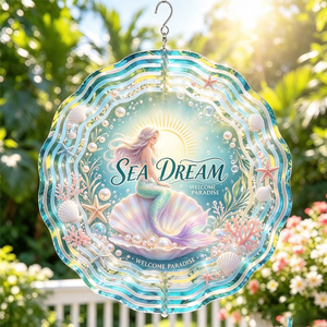 <span class=keywords><strong>Campana</strong></span> Colgante de Hierro con Diseño de Sirena, Concha Marina y Colibrí, Sublimación Personalizada Japonesa, Campanas Navideñas - Product Image 1