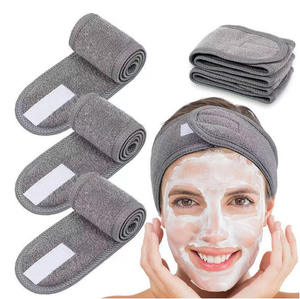 कारखाने प्रत्यक्ष हॉट सेलिंग कस्टम लोगो टेरी कपड़े गैर-पर्ची स्ट्रेचबल मेकअप स्पा चेहरे की त्वचा देखभाल हेडबैंड कस्टम रंगों के साथ चेहरे की त्वचा देखभाल हेडबैंड - Product Image 3