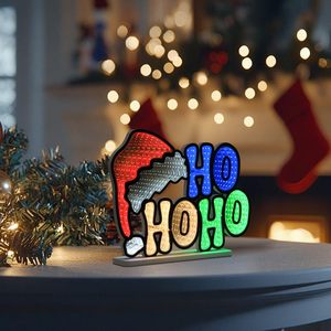 Nueva Decoración Navideña 2026, Luz LED con Espejo Infinito, Espejo Abisal 3D de Mil Capas, Gorro de Santa Claus Personalizado <span class=keywords><strong>HOHOHO</strong></span> para Decoración Navideña - Product Image 6