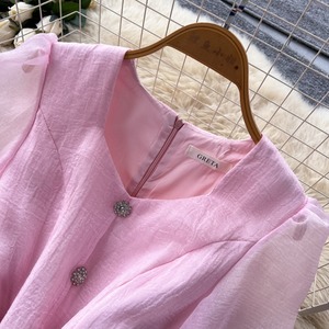 Robe trapèze pour femme, nouvelle collection automne 2026, style rétro français, col <span class=keywords><strong>carré</strong></span>, manches longues, taille haute, vente en gros pour boutiques - Product Image 5