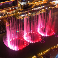 Grande fontaine musicale d'extérieur avec spectacle d'eau et laser LED, en acier inoxydable, écologique, pour projet touristique de lago et de place publique