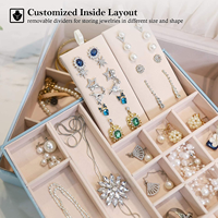 Boîte à bijoux en velours multifonction, coffre-fort à deux couches pour femmes et filles, boîte-cadeau
