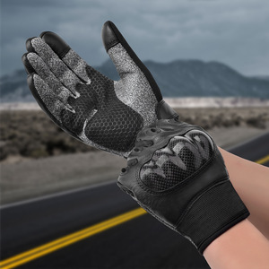 Riding <b>Gloves</b> Breathable Non Slip Anti Fall <b>Touchscreen</b> Wear Resistant Genuine Leather Unisex Adult Bicycle <b>Gloves</b> Black - Product Image 2