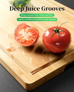 3-Piece Bamboo Chopping <b>Blocks</b> Set for Kitchen Heavy Duty Tabla De Cortar Picar with Juice Groove Bamboo Cutting Boards Set - Product Image 4
