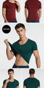 T-shirt de sport sans couture en jersey de soie glacée pour <span class=keywords><strong>homme</strong></span>, séchage rapide, respirant, <span class=keywords><strong>grande</strong></span> <span class=keywords><strong>taille</strong></span>, décontracté, à manches courtes, vêtement léger - Product Image 6