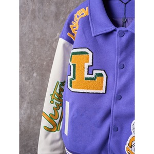 Chaqueta Varsity Vuitton Morada con Bordado de Grafiti Louis L V para Hombre, Chaqueta Bomber - Product Image 2