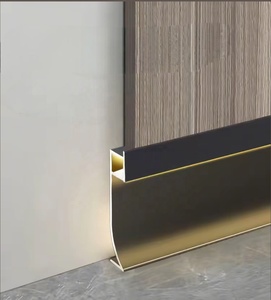 Profilés de plinthe en aluminium SDW140-R noirs à fixation murale pour barre LED, éclairage d'ambiance pour la maison, bande lumineuse moderne pour <span class=keywords><strong>appartement</strong></span> - Product Image 5