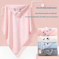 Durable corail polaire velours épaissi dessin animé à capuche nouveau-né filles garçon cape peignoirs bébé enfants serviette de bain 80x80cm