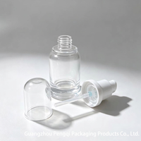 Flacon pompe rond en verre soufflé transparent 30ml 50ml avec surface givrée pour emballage de sérum cosmétique, huile essentielle, soin de la peau