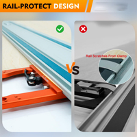 Rail de guidage en aluminium pour scie à rail industrielle, pour coupe à 90°, précision 0,01, à verrouillage rapide, protection de rail extra-large et épaisse