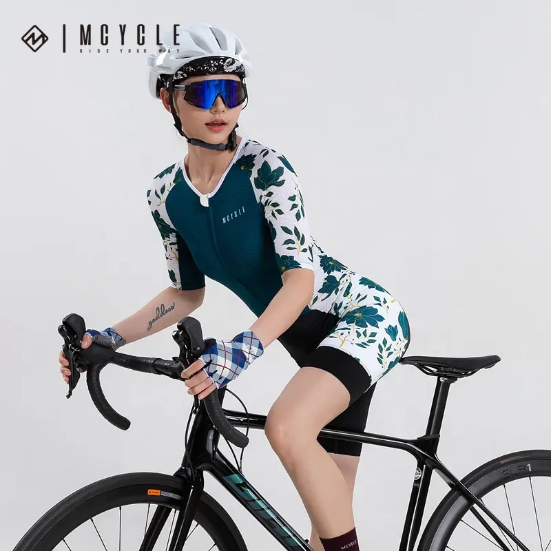 Mcycle Custom Woman Aero Cycling Triathlon Suit Race Cutting Design Full Zipper Cycling Skin Suit Breathable Bicycle Speedsuit