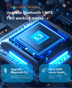 IP68 방수 골전도 | 32GB MP3 플레이어 | 통화 기능 & LED 배터리 포함 스포츠용 무선 수영 헤드폰 - Product Image 3