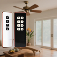 Control Remoto con Código de Aprendizaje EV1527 con Carcasa de ABS para Sistemas de Iluminación Inteligente para el Hogar, Ventiladores y Cortinas Eléctricas, Alcance de 150 m