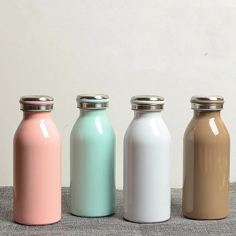 Botella de leche aislante de acero inoxidable, personalizada, doble pared, mantiene el calor frío, 350ml, 500ml