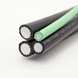 Kabel MHF pengisi daya seluler aluminium kabel UL disetujui 1/0 2/0 kawat 3 konduktor dan satu kawat bumi hijau