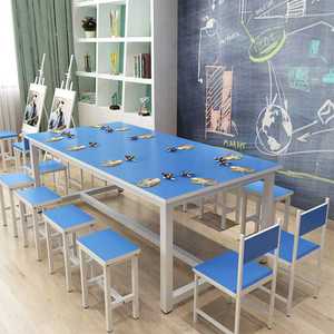 Kids Furniture <b>Set</b> Wooden Desk <b>And</b> Chairs For Art Class Training Course Minimalist Style Artificial Board <b>Table</b> With <b>Stools</b> - Product Image 3