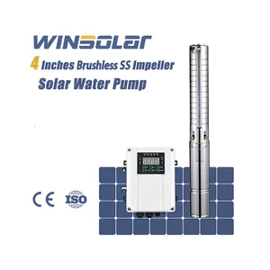 Pompe A Eau Solaire 1500W 2 Hp Dc Solar Brushless Submersible Irrigation Pumps Deep Well Pump Water Pumping Machine